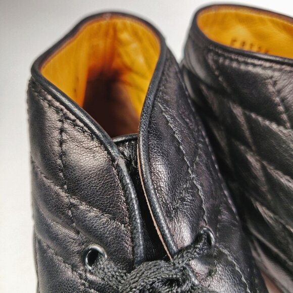 Cole Haan Black Leather Lace Up Quilted Ankle Boots Sz 7 Made In Italy - Picture 14 of 16